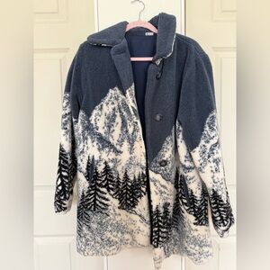 Mountain Fleece Jacket with forest scene